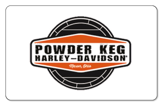 powder keg harley davidson logo on a white background